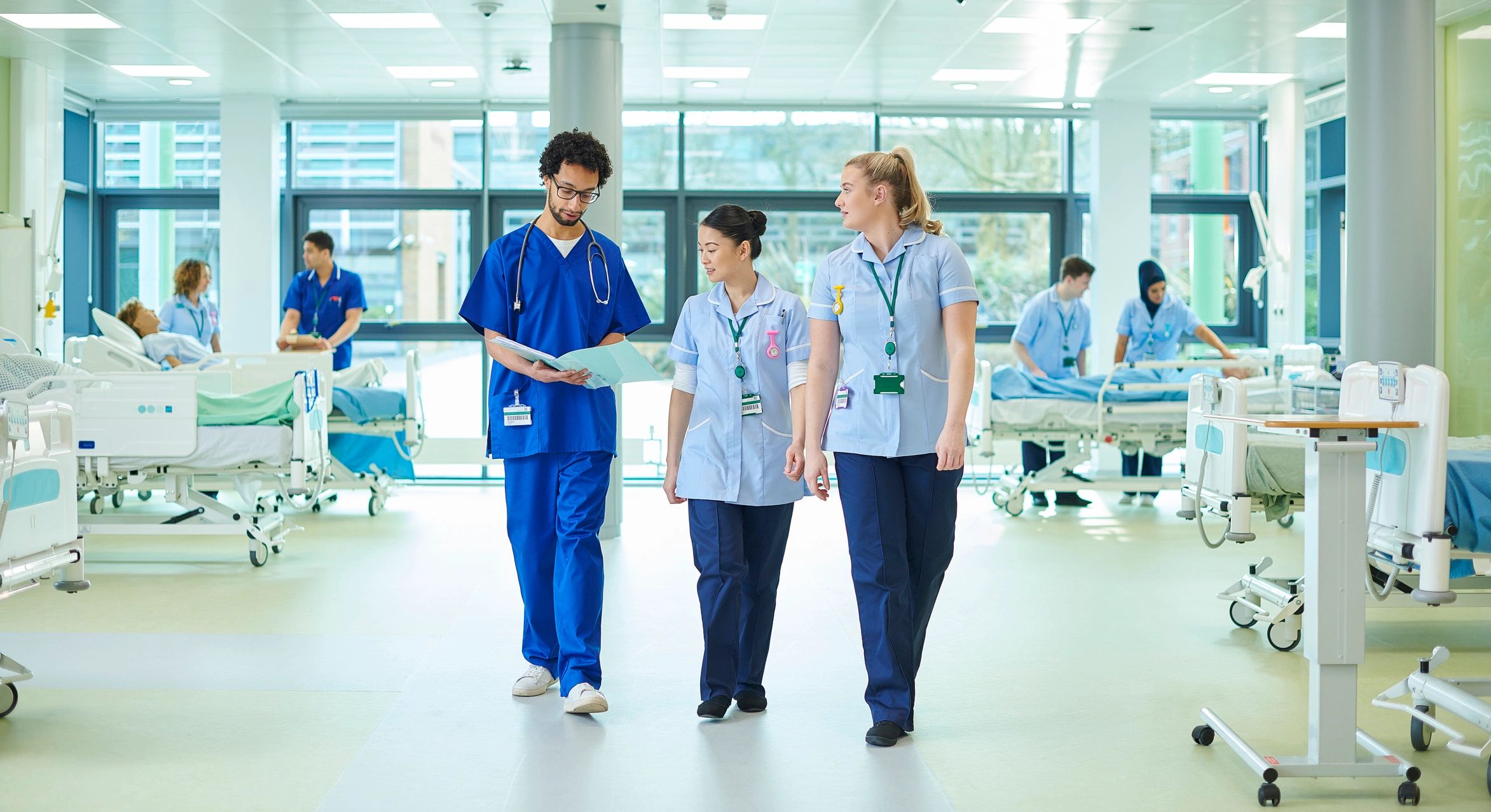 Students in professional uniforms