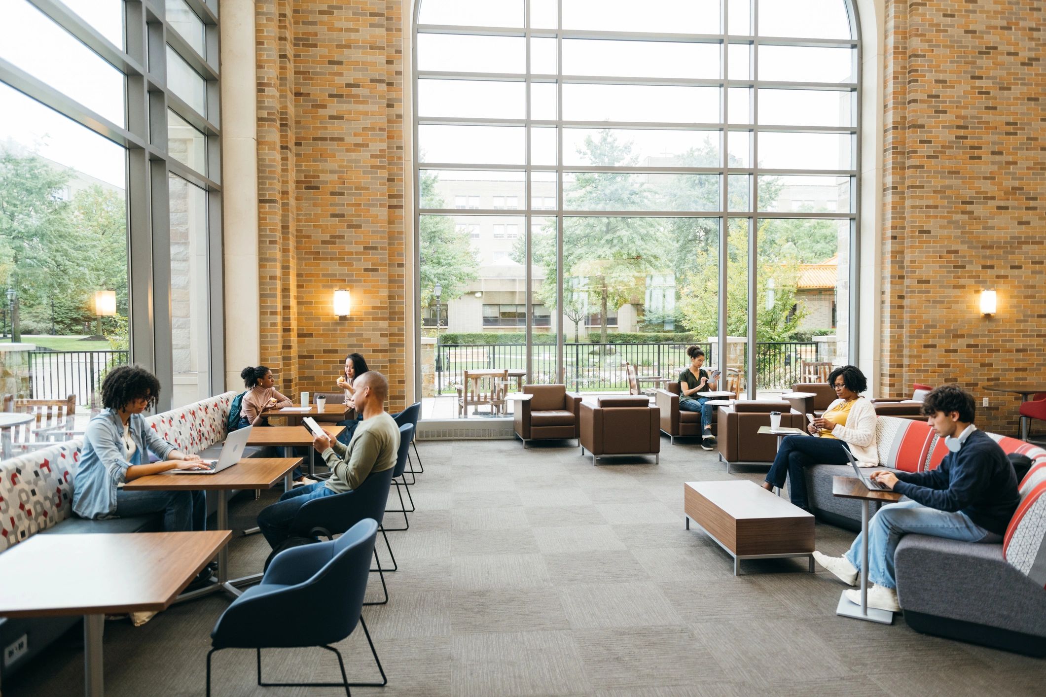University students studying together on campus