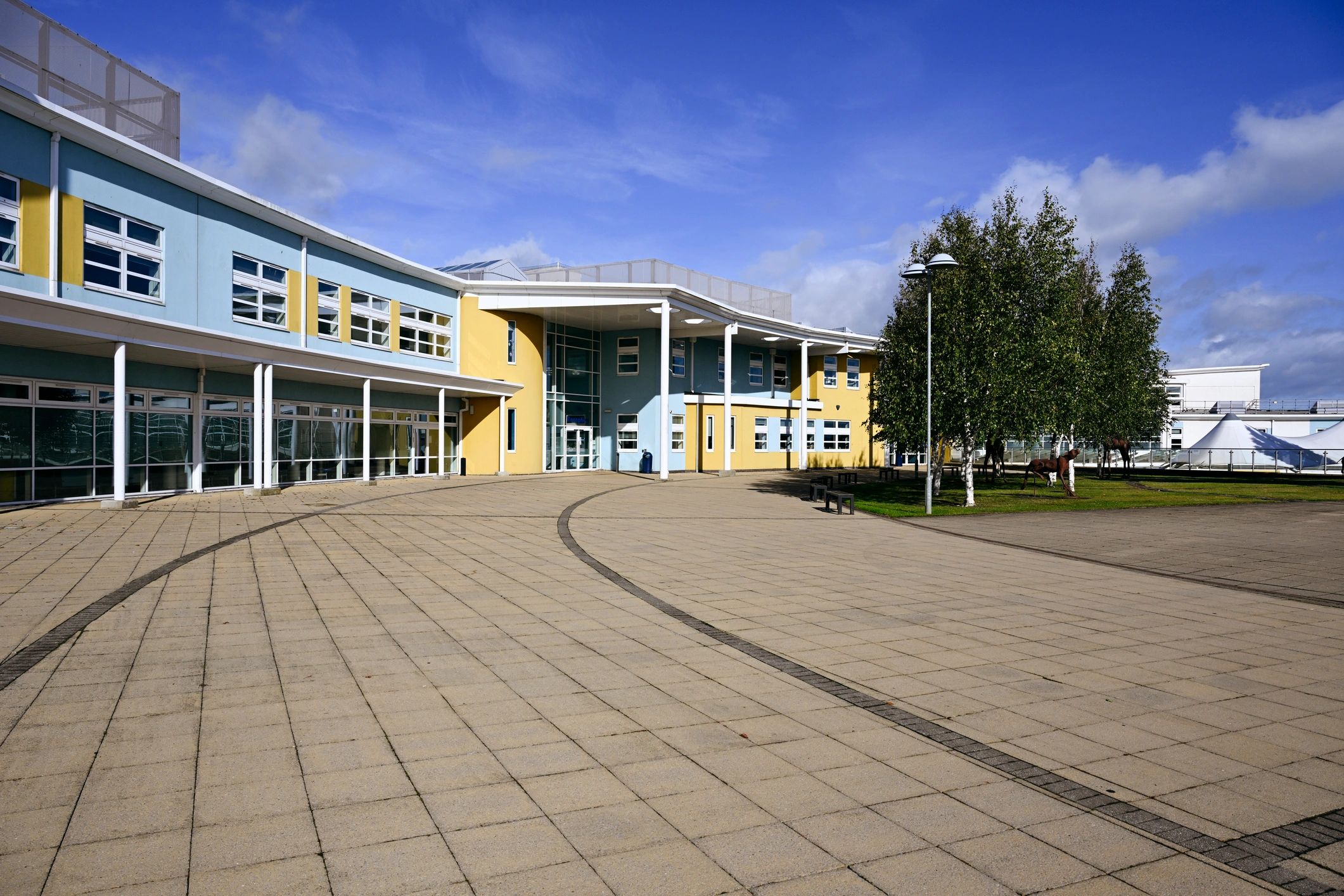 University campus building and walkway