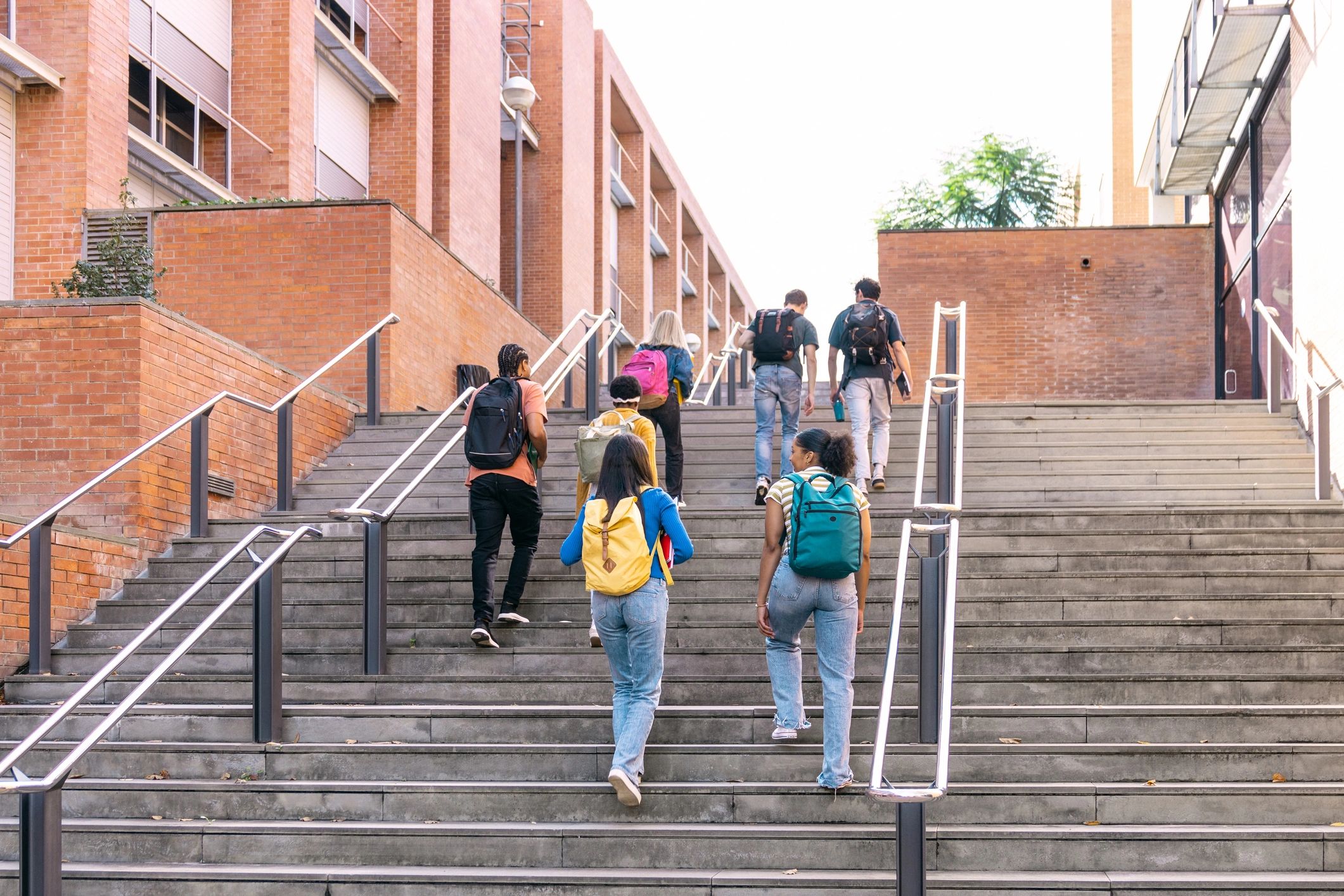 Students walking together across campus
