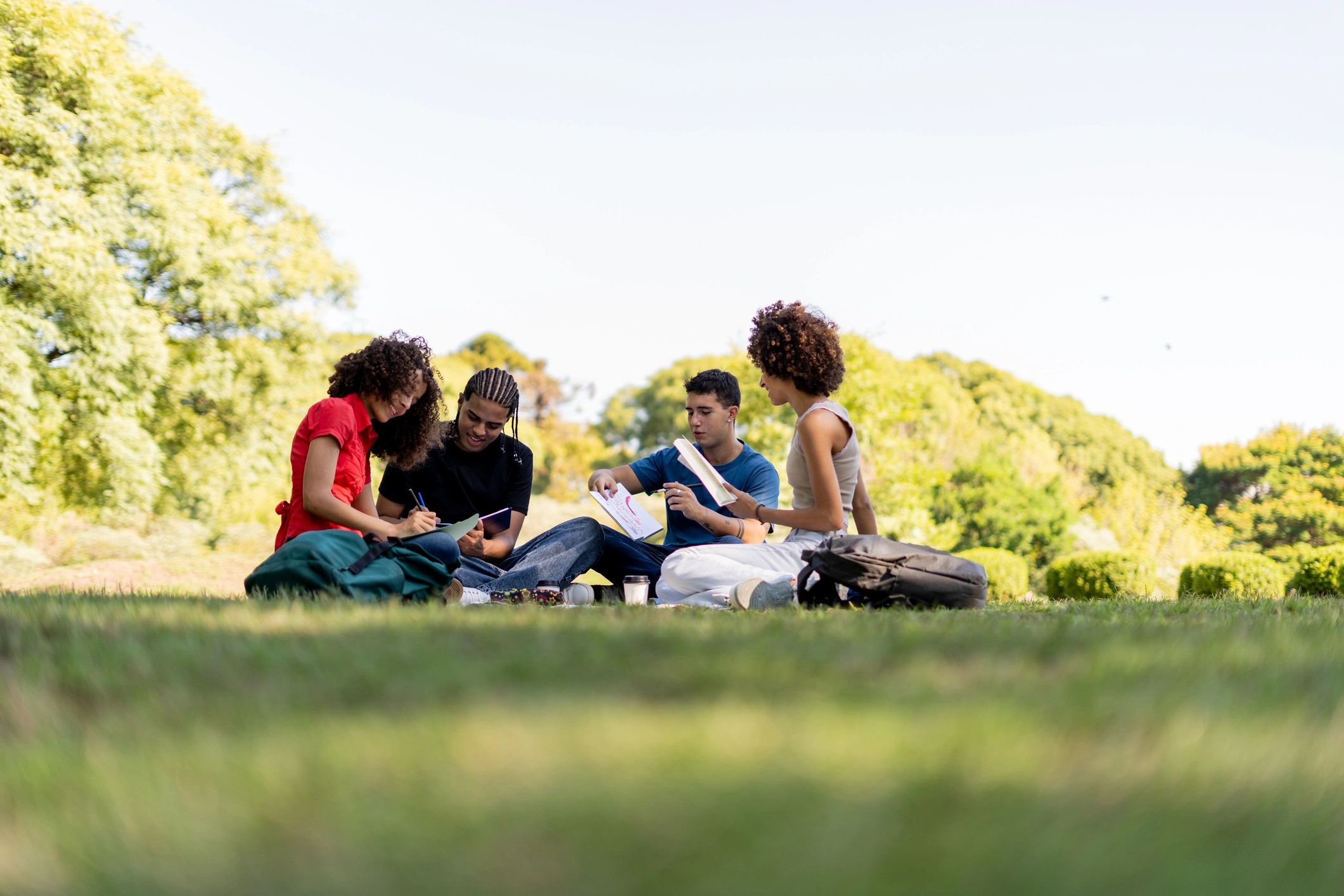 University students collaborating on coursework