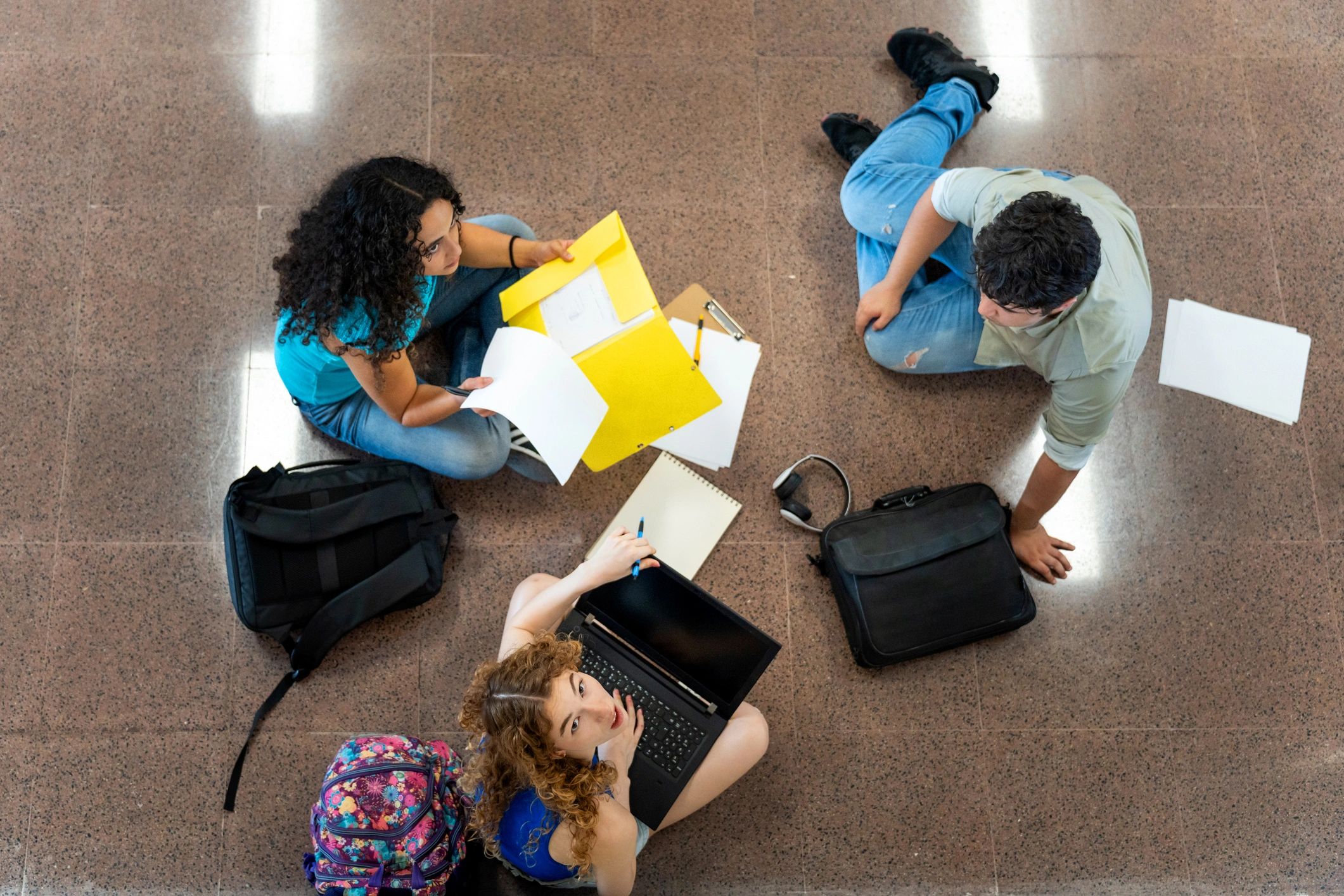 University students studying together on campus